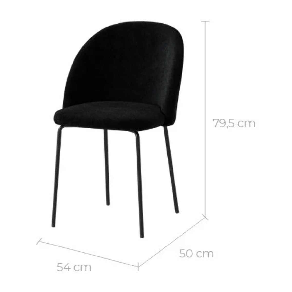 Lot de 2 chaises en tissu bouclette noir - Karl