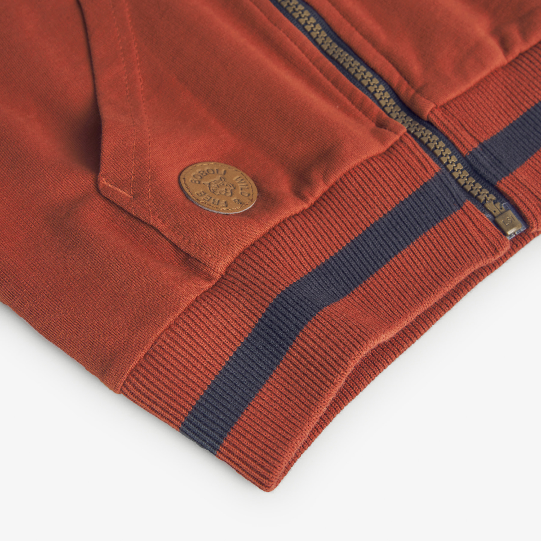 Chaqueta de felpa, capucha niÃ±o estampada, color naranja