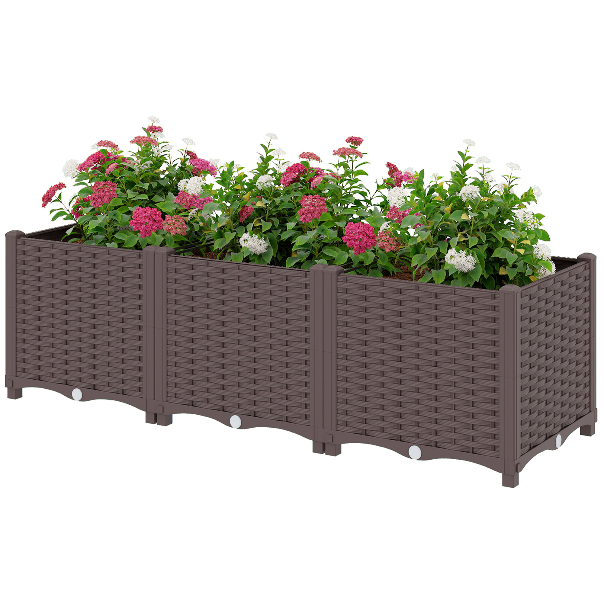 Jardinière surélevée auto-irrigantes trous de drainage PP marron