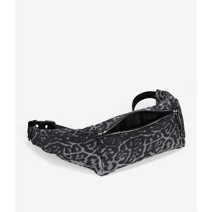 Riñonera plana de leopardo negro con cremallera
