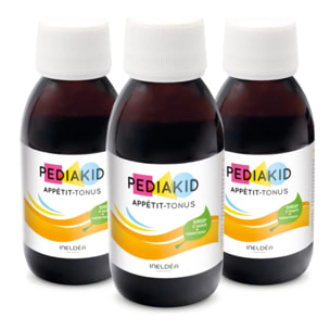 PEDIAKID - 22 Vitamines et Oligo-Éléments - Complément Alimentaire Naturel - Formule Exclusive au Sirop d'Agave - Optimise les Apports en Vitamines et Minéraux - Lot de 3 flacons 125ml