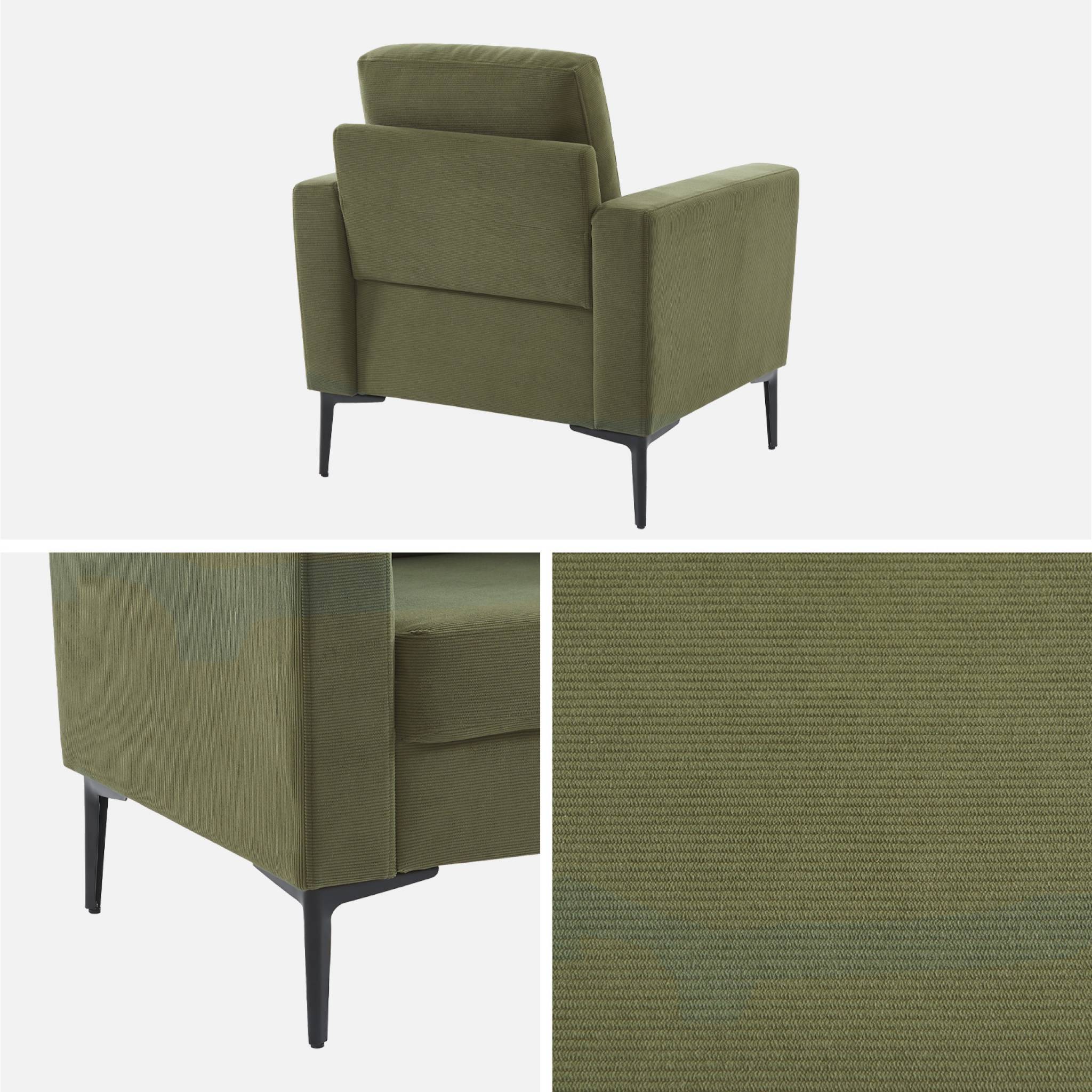 Fauteuil pieds métal velours côtelé BJORN