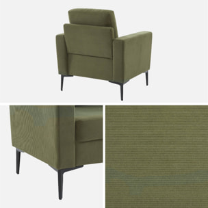 Fauteuil pieds métal velours côtelé BJORN