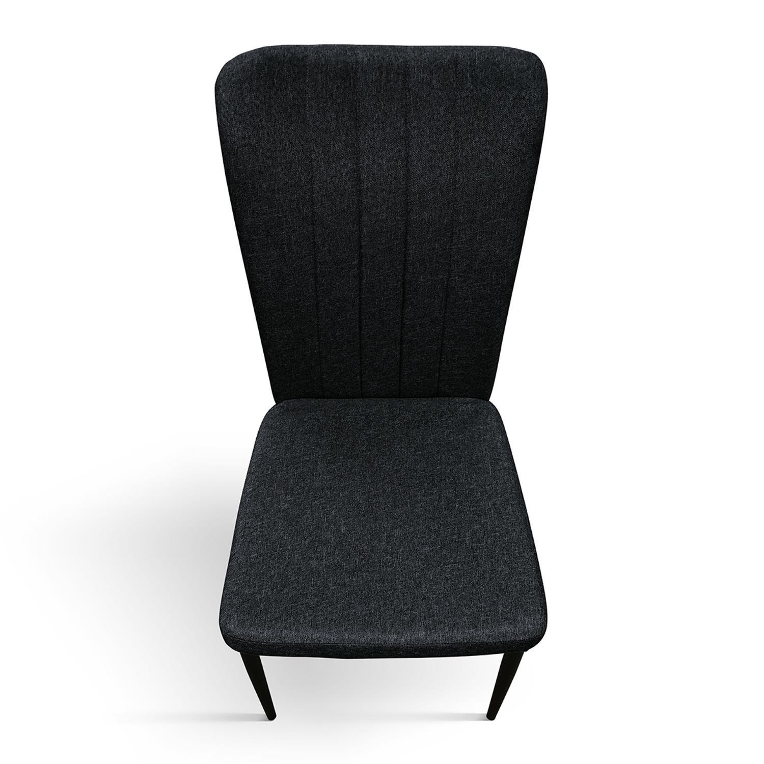 Set di 6 sedie AMSTERDAM in tessuto nero e gambe in metallo nero