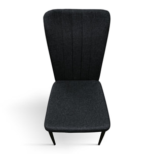 Set di 6 sedie AMSTERDAM in tessuto nero e gambe in metallo nero