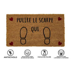 Zerbino Ingresso Casa Antiscivolo In Cocco Scritte Divertenti Pulisci Le Scarpe