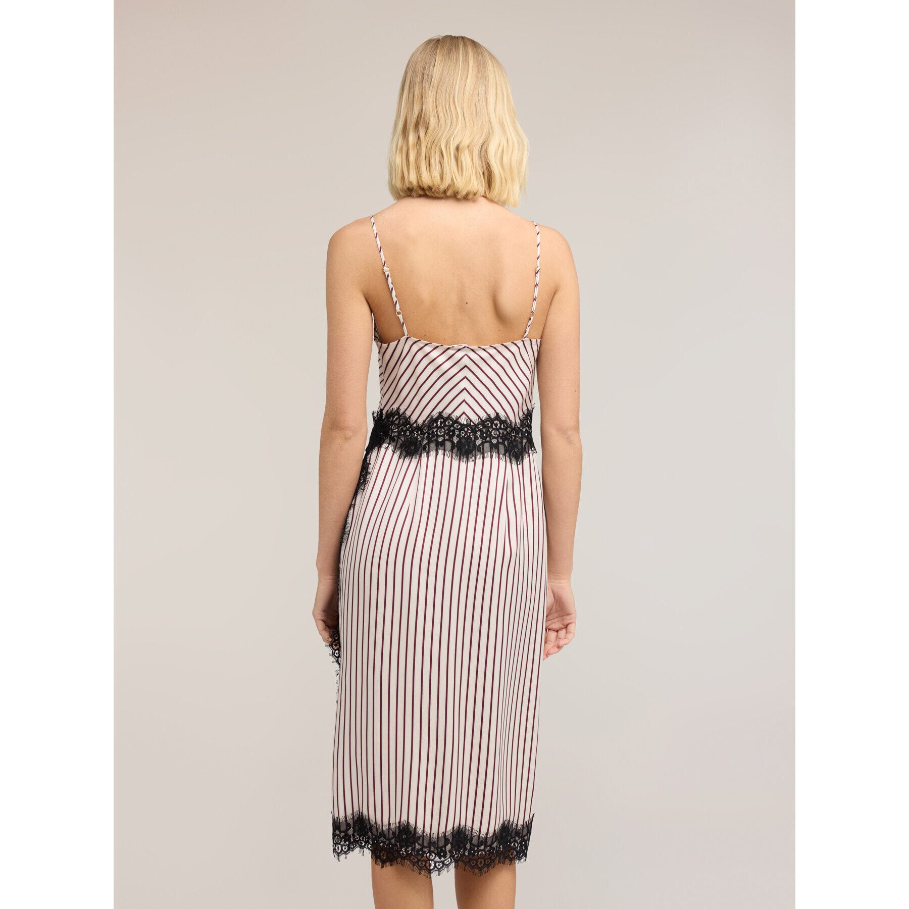 Motivi - Vestido tubo de sarga con detalles de encaje - Negro
