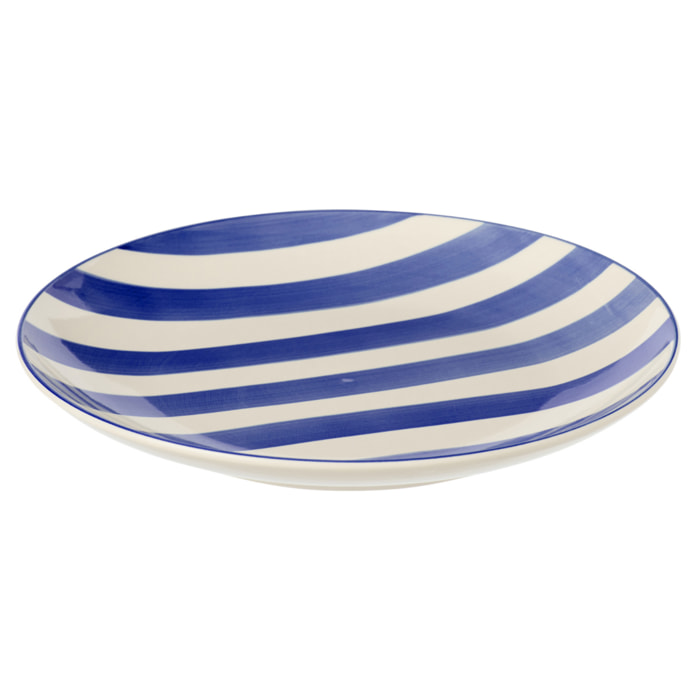 J-Line Assiette Lignée - céramique - bleu/blanc - large - 6 pièces