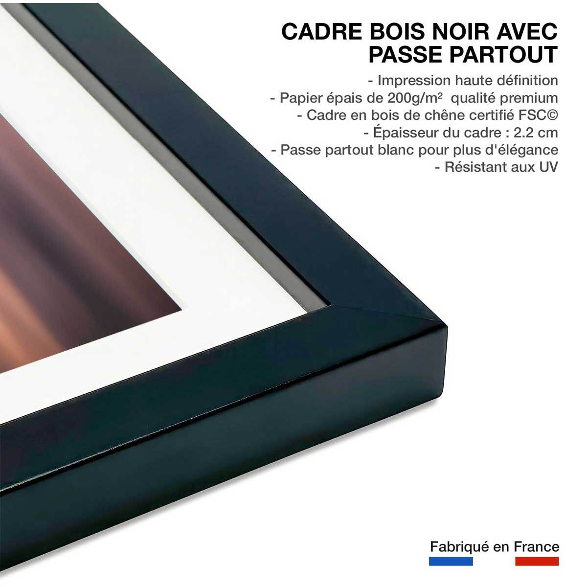 Poster ciel violet au matin Affiche + cadre en bois - Noir