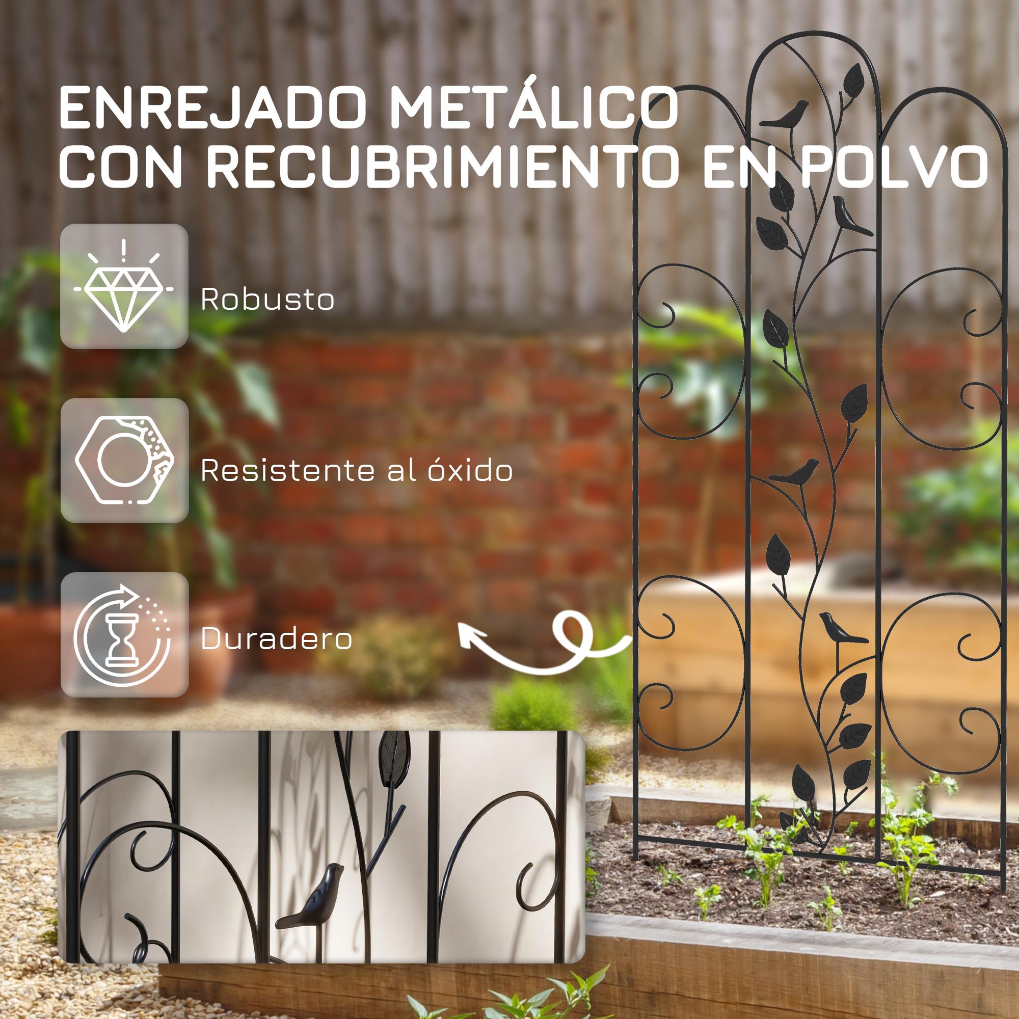 Juego de 4 Enrejados de Jardín Soportes para Enredaderas de Acero para Plantas Trepadoras y Decoración Exterior Patio Terraza 40x106 cm Negro