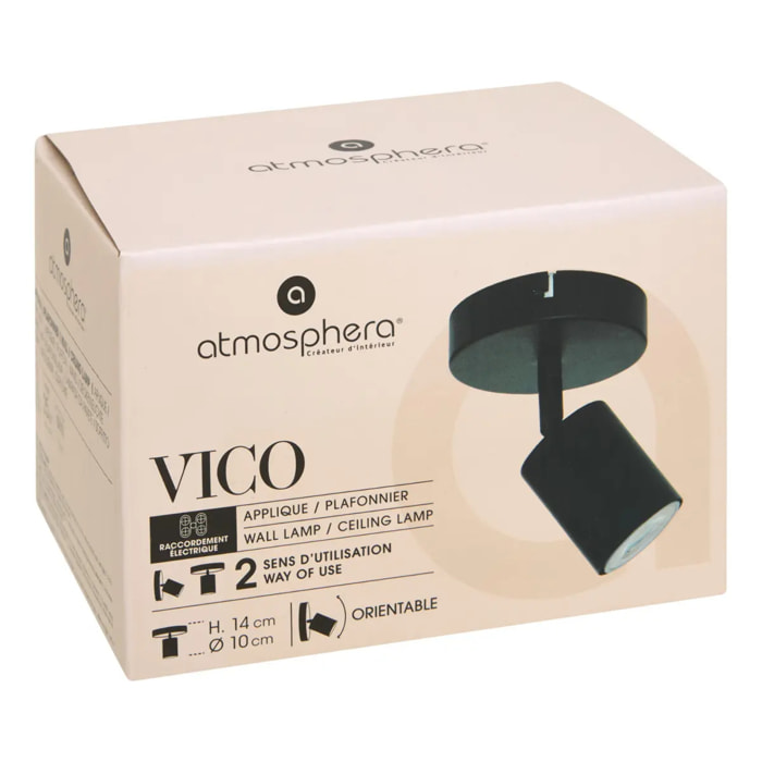 Applique murale/plafonnier Vico noir 10,5x10,5cm