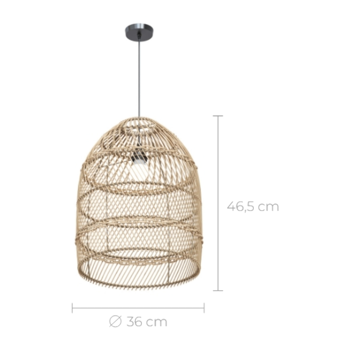 Abat-jour naturel pour suspension en rotin D36 cm - Huda