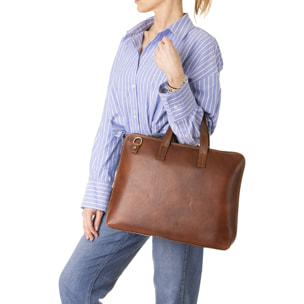 Borsa a mano  unisex In Vera pelle Made in Italy 40x30x5 cm