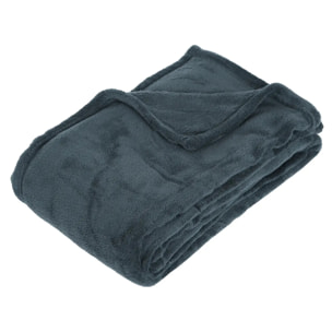 Plaid - microfibre - bleu orage - 130x180 cm