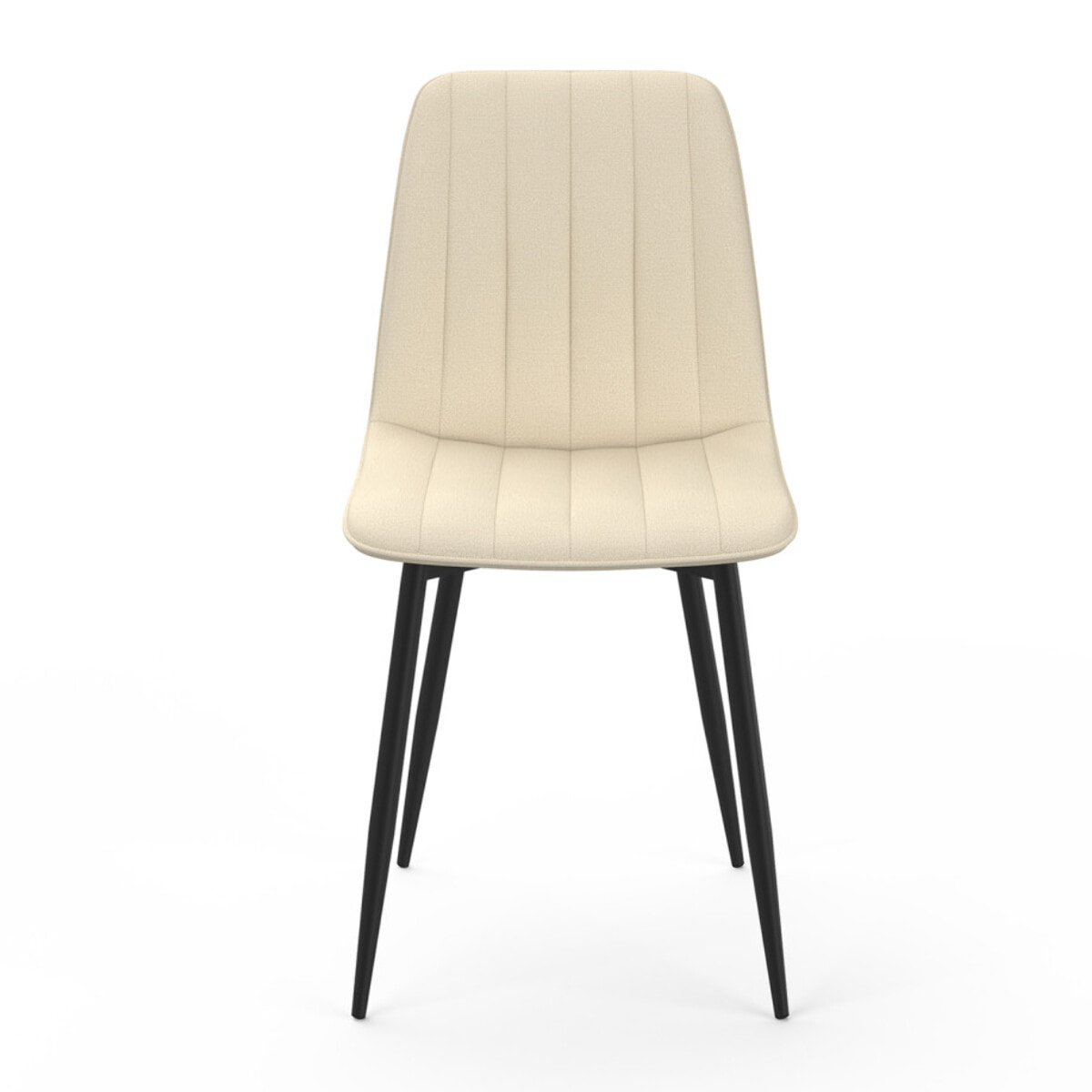 Chaises Fiona velours beige pieds métal noirs - lot de 6