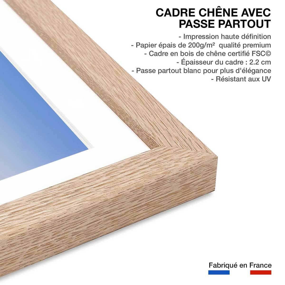 Affiche deco ville bayonne Affiche + cadre en bois - Chêne