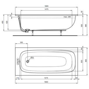 Baignoire droite 180 x 80 i.Life