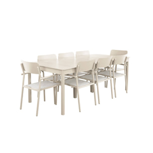 Table de jardin extensible aluminium + 8 assises CHARLESTON + SAVANNAH