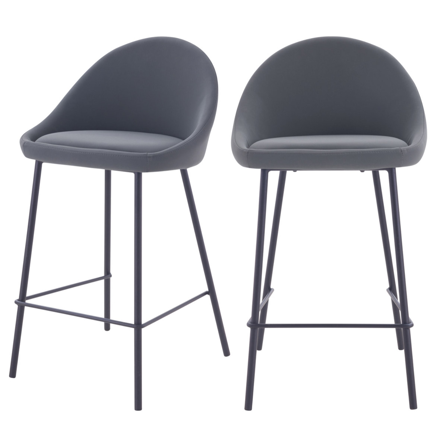 Lot de 2 chaises pour îlot central 65 cm en cuir synthétique gris - Misty