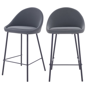 Lot de 2 chaises pour îlot central 65 cm en cuir synthétique gris - Misty