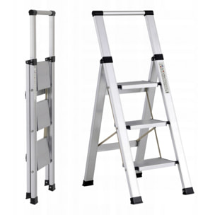 Scala piatta 3 Gradini in alluminio galvanizzato antiscivolo portata 150 kg