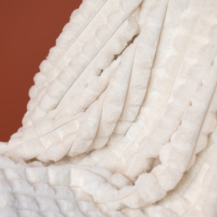 Tissu fausse fourrure  - Effet matelassé - Blanc