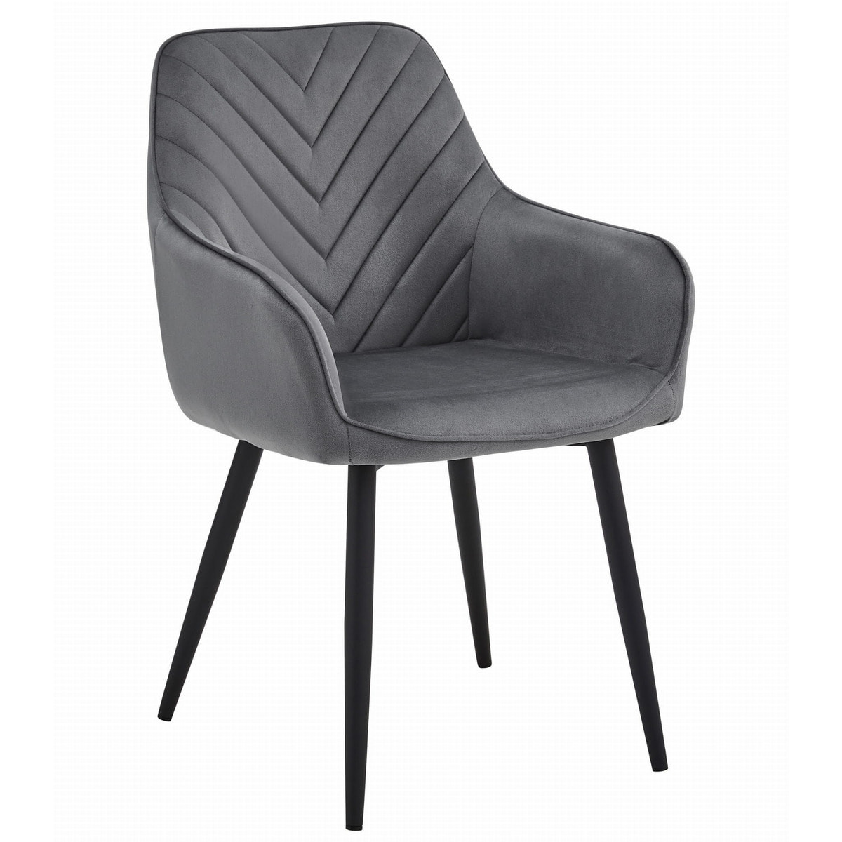 Sedia Nana in Velluto Grigio Scuro con Gambe Nere