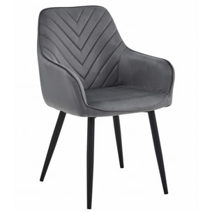 Sedia Nana in Velluto Grigio Scuro con Gambe Nere