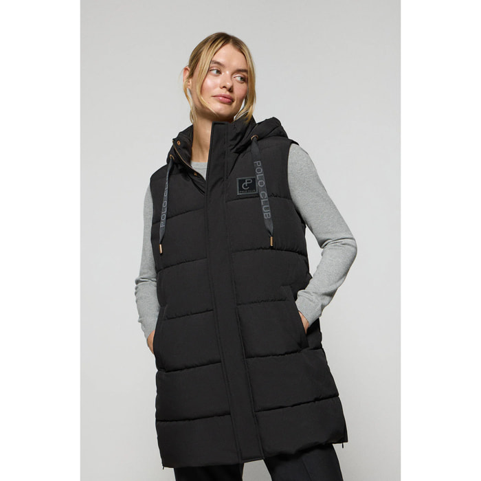 Gilet nero Tokio con cappuccio estraibile e particolari Polo Club