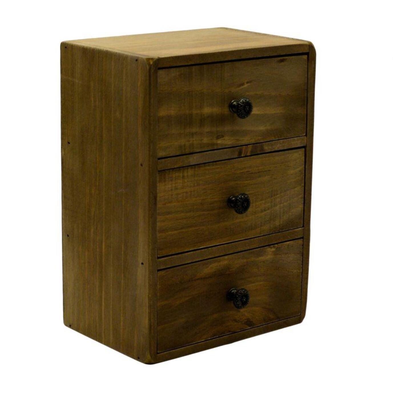 Portatutto in legno rettangolare 3 cassetti cm17x12h24