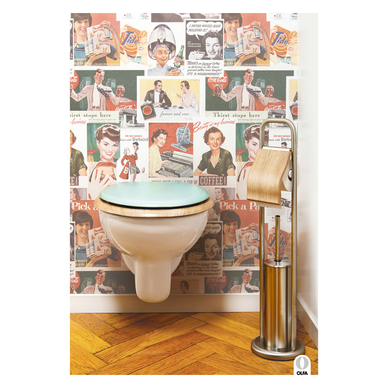 Abattant traditionnel OLFA 'rétro pastel' - Vert