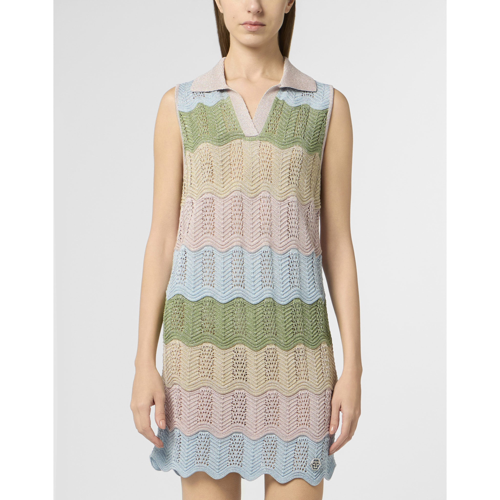 PHILIPP PLEIN Polo Neck Mini Dress Color Wave