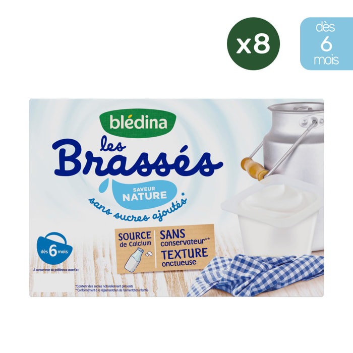 8x6 Brassés Nature sans sucres ajoutés - Bledina - Dès 6 Mois