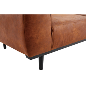 Canapé design 2-3 places en cuir aspect vieilli marron cognac MORRIS