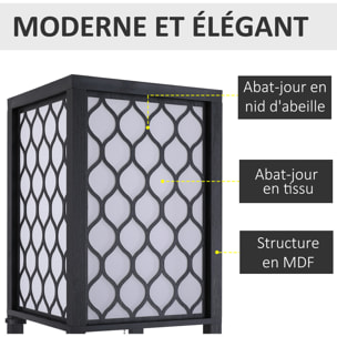 Lampadaire étagère lampe étagère 26L x 26l x 160H cm 3 étagères 4 niveaux MDF noir motif nid d'abeille