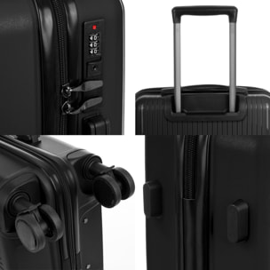 Set di 3 valigie Trolley, in materiale leggero PP resistente alle rotture. Serratura TSA a combinazione, 4 ruote doppie girevoli a 360°.