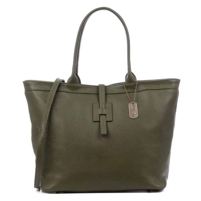 Aurigo borsa shopper donna in vera pelle Dollaro. Doppia posizione.