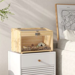 Cage à hamster rongeur en bois - toit ouvrant verrouillable, fenêtres acrylique - dim. 55 x 35 x 35 cm - MDF effet bois