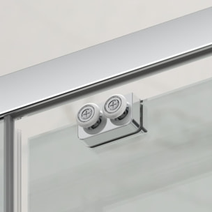 TEX BB Porte de douche 100x195cm coulissante anticalcaire avec profilés chrome brillant  (TEXDBB100CRT-SET)