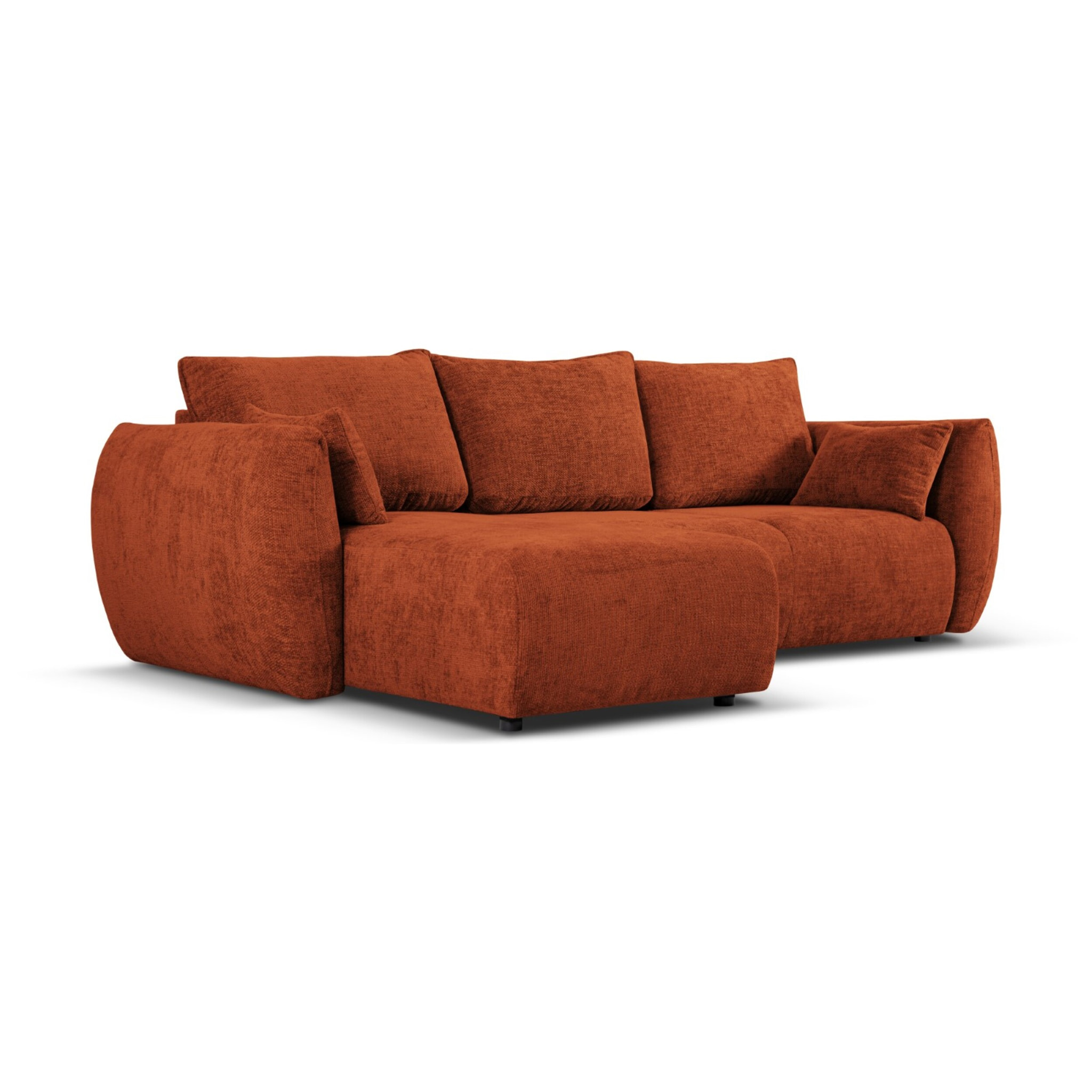 Canapé d'angle gauche convertible avec coffre de rangement "Matera" 4 places en chenille terracotta