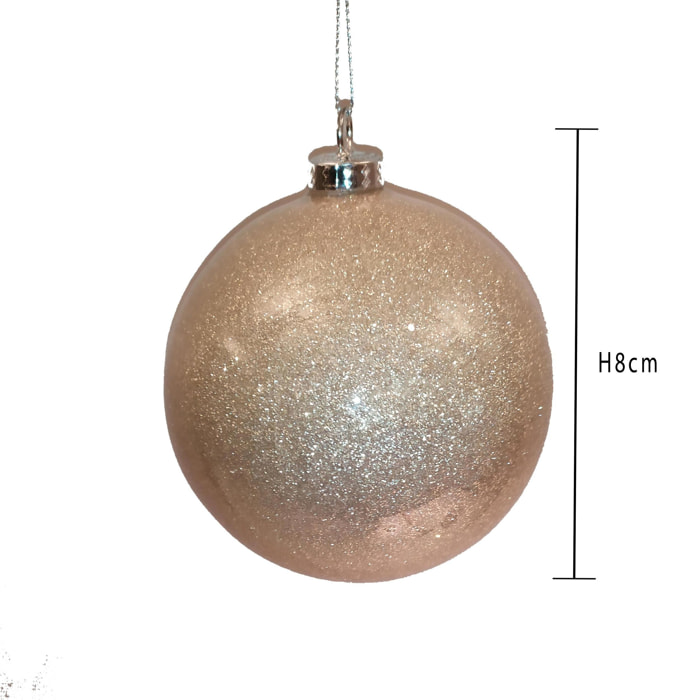 Sfere Con Glitter. Diametro 8 Cm - Pezzi 16 - 8X8X8cm - Colore: Dorato - Bianchi Dino - Articoli Natalizi