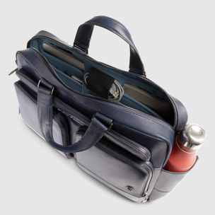 Piquadro Borsa porta in pelle porta pc e iPad® con protezione antiurto, tasca porta bottiglia
