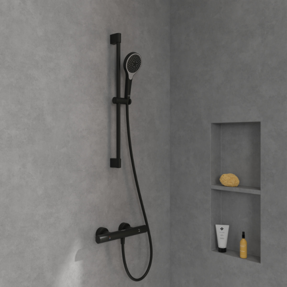 Mitigeur douche thermostatique Universal rond Noir mat