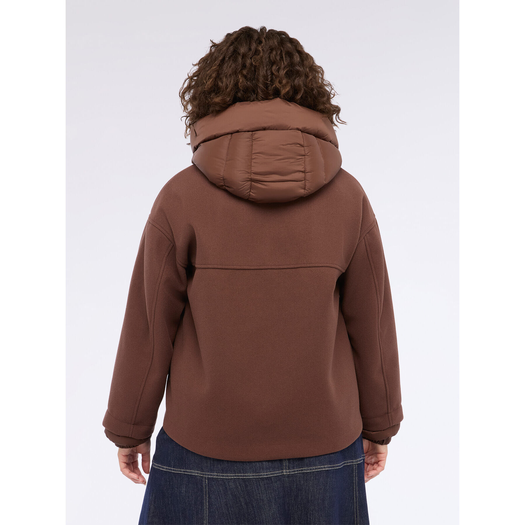 Fiorella Rubino - Chaqueta bimaterial con capucha y cremallera - Marrón