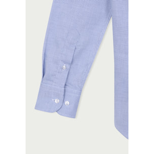 Camicia Uomo 1 Bottone Francese Slim Jacquard Fantasia Bianco e Blu