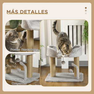 Árbol Rascador para Gatos Pequeños Altura 42 cm Árbol para Gatos con Nido Bolas Colgantes y Postes de Sisal 48x38x42 cm Gris Claro