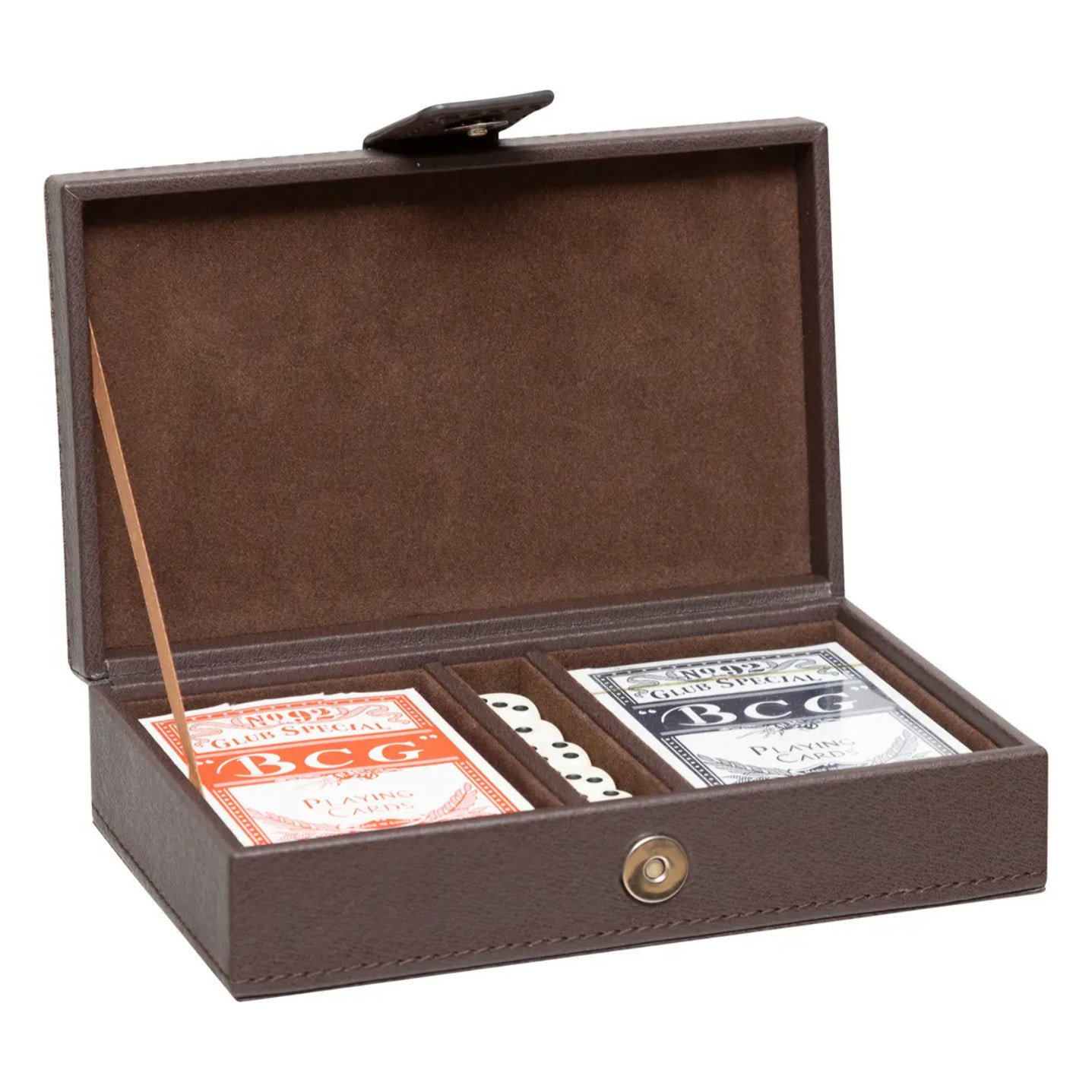 Coffret jeu de cartes Jule marron 19x5cm