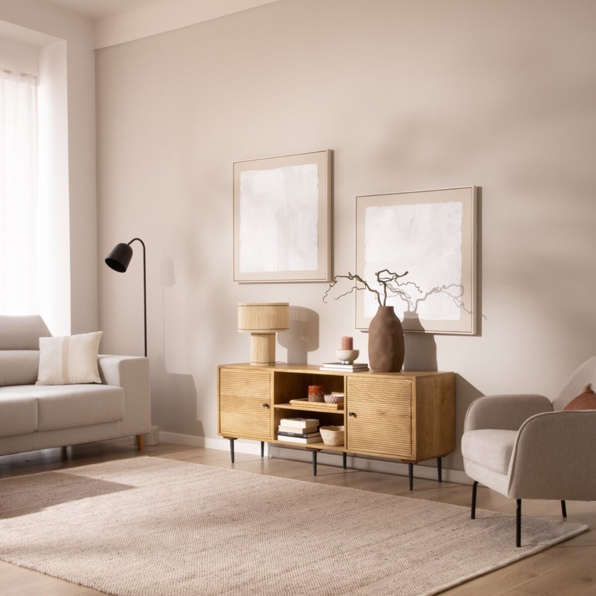 Meuble tv Boreal -bois massif de manguier-couleur bahamas naturelles 150 x 61 x 40 cm