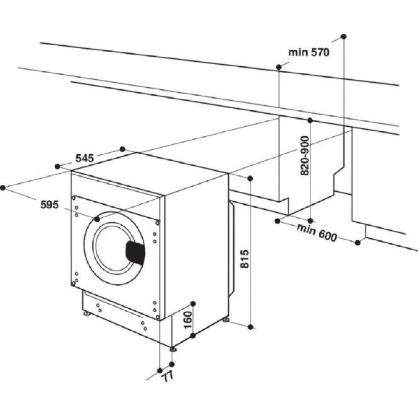 Lave linge séchant hublot encastrable WHIRLPOOL BIWDWG961485FR