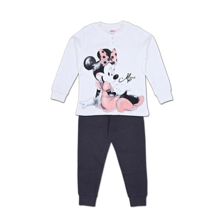 Pigiama Lungo Minnie Bianco Autunno Inverno Lei Disney Bianco